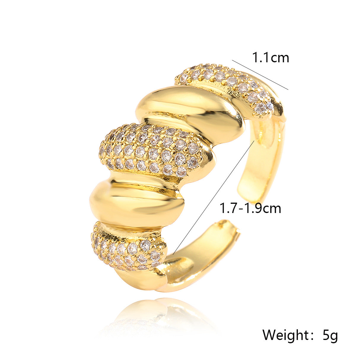 Anillo Dorado de Piedras Brillantes
