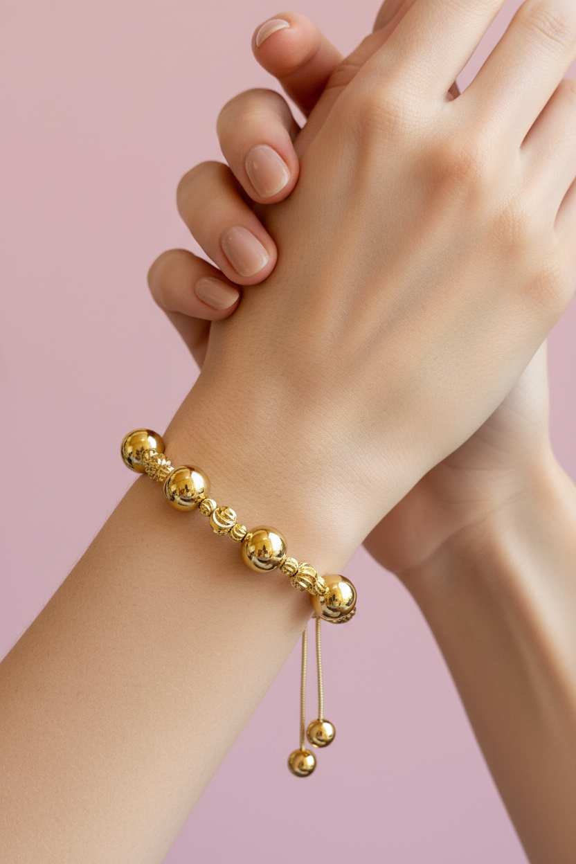 Pulsera de Esferas Doradas