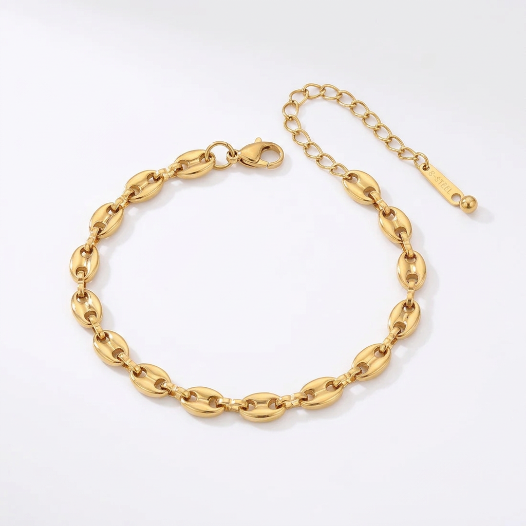 Pulsera dorada de acero inoxidable – Eslabones elegantes