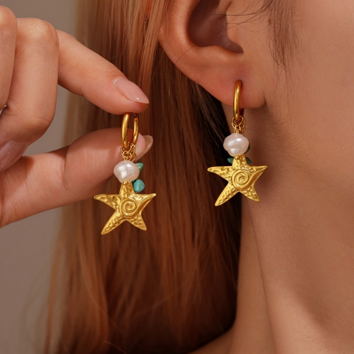 Pendientes de Aro con Estrella de Mar