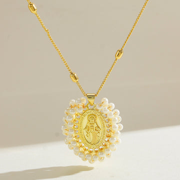 Collar de San Benito dorado con perlas