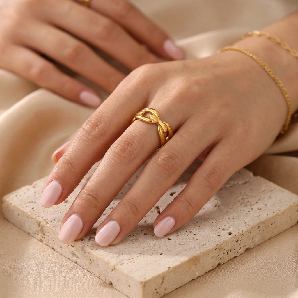 Anillo Dorado de Eslabones – Diseño Moderno