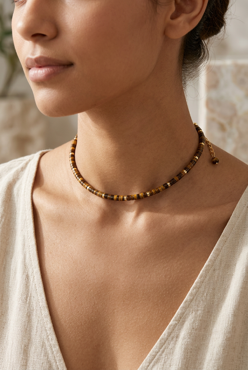 Collar para mujer con cuentas artesanales estilo vintage