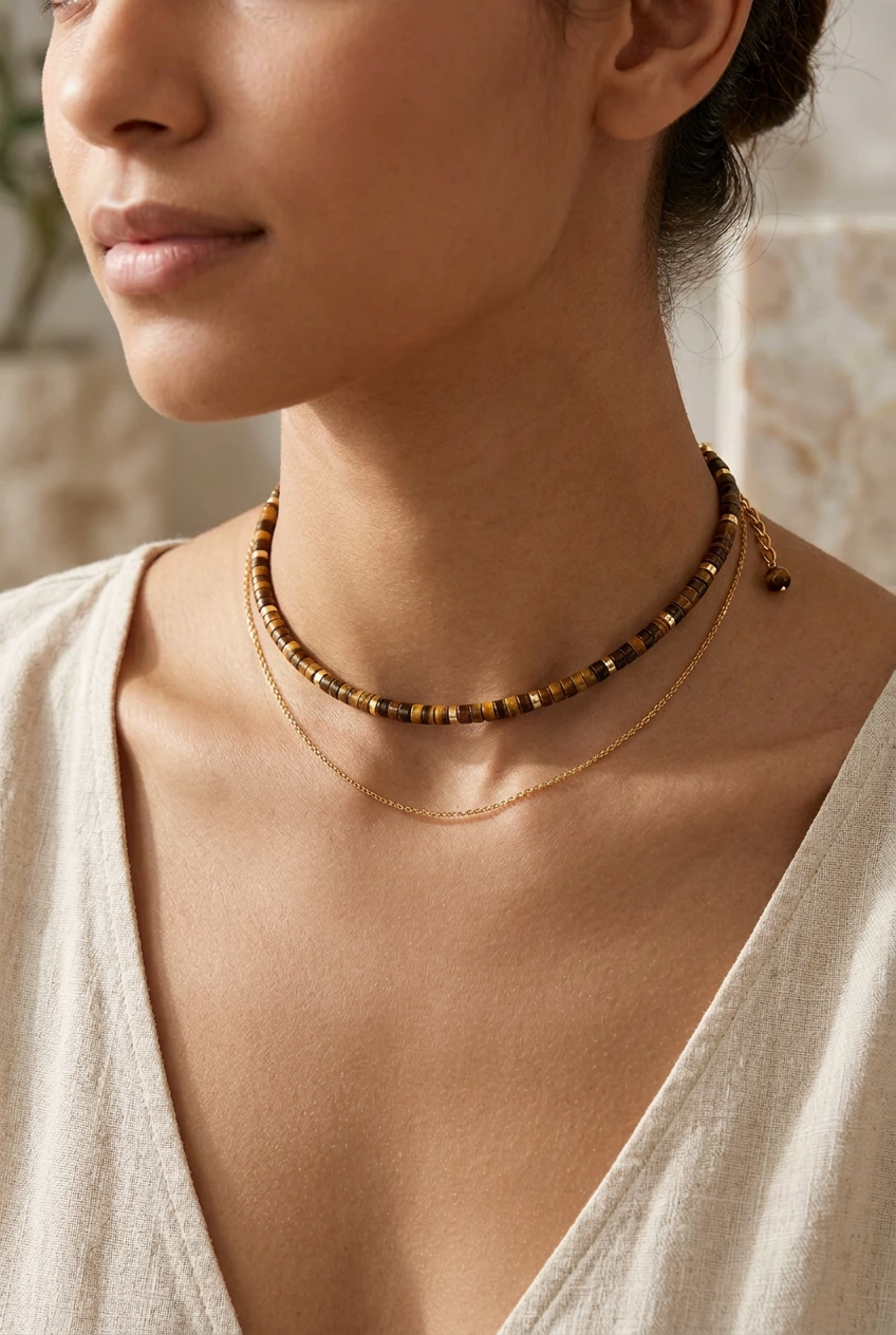 Collar para mujer con cuentas artesanales estilo vintage