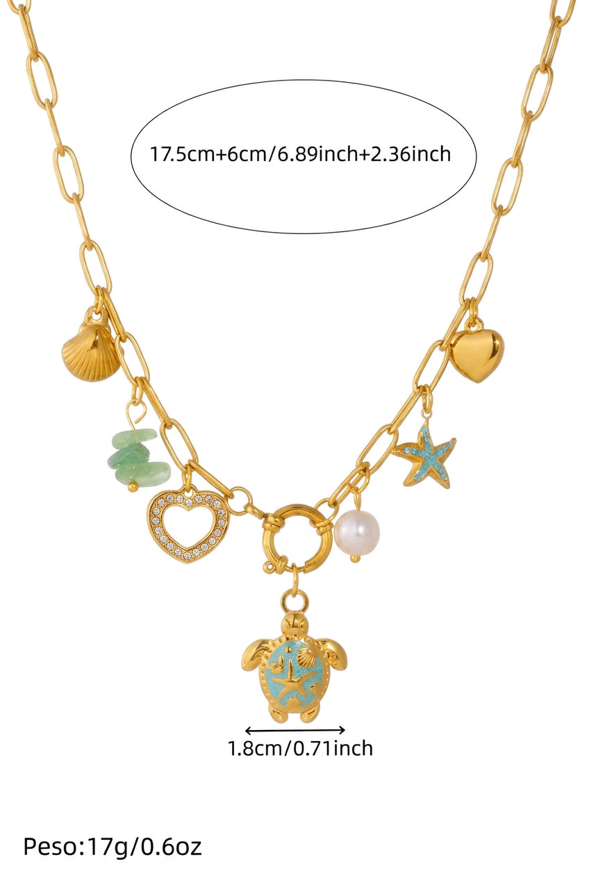 Collar dorado para mujer con dije de tortuga
