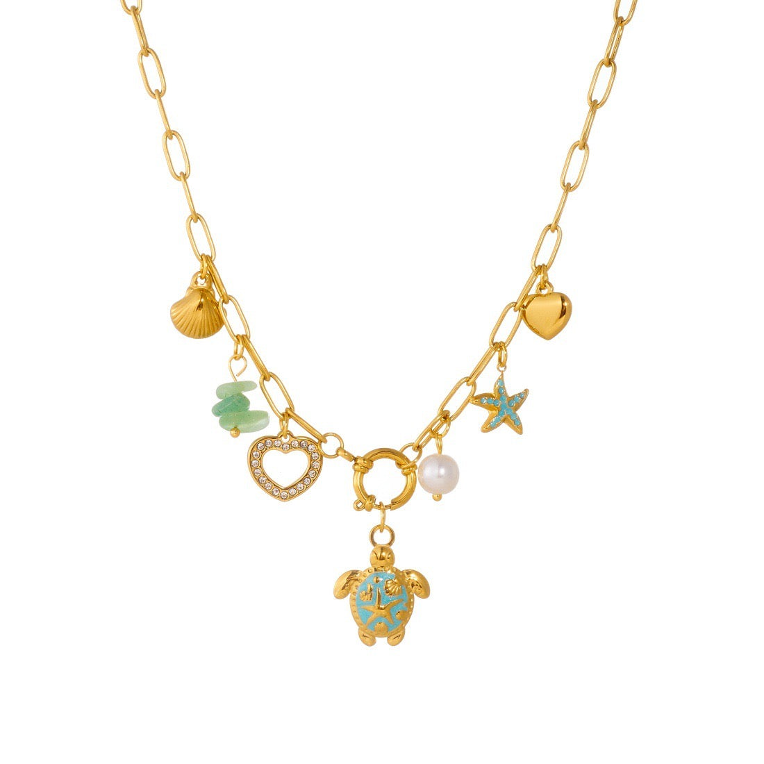 Collar dorado para mujer con dije de tortuga