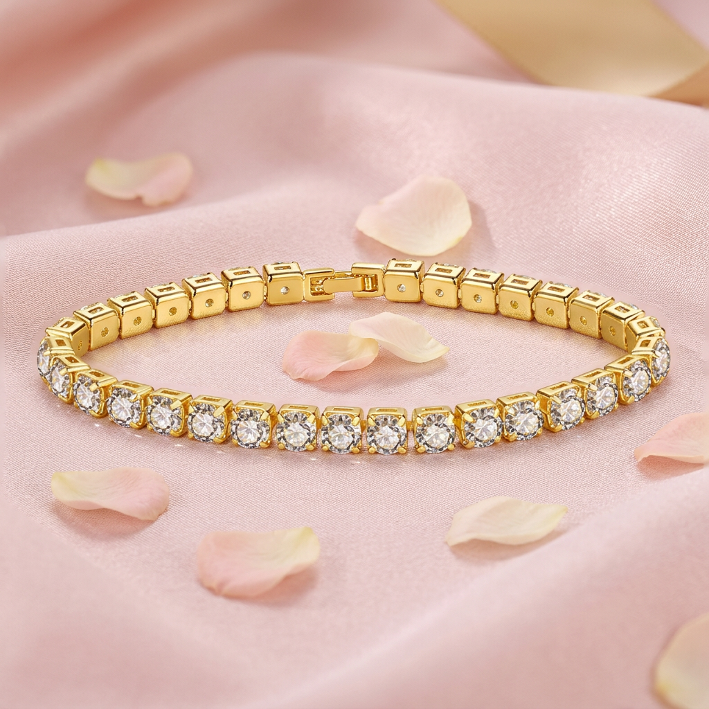 Pulsera Tennis Dorada con Circonitas Brillantes