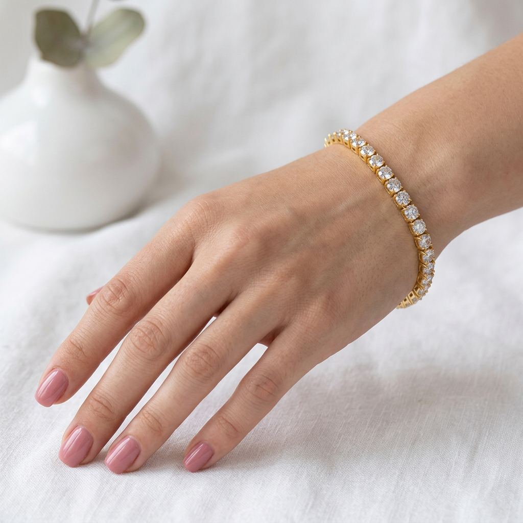 Pulsera Tennis Dorada con Circonitas Brillantes