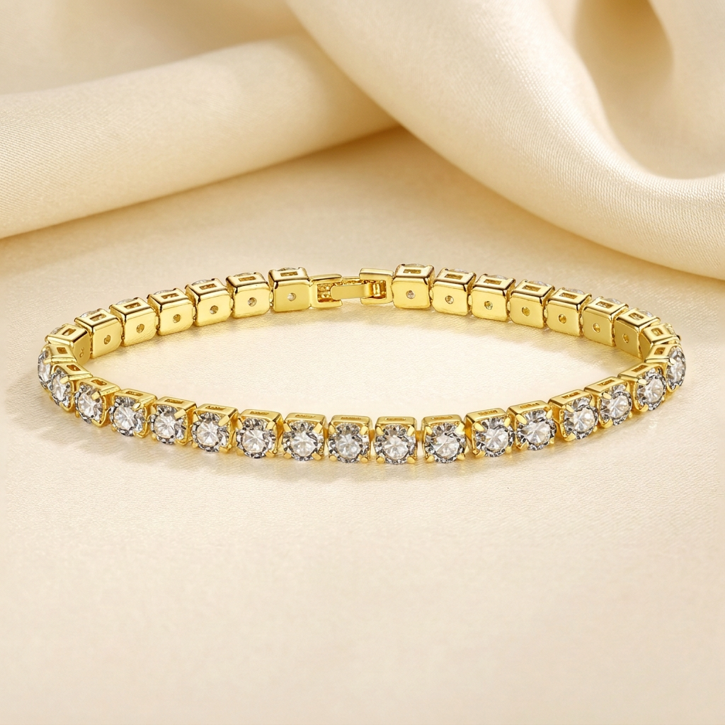 Pulsera Tennis Dorada con Circonitas Brillantes