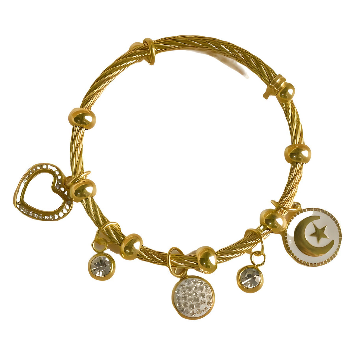 Brazalete Dorado Ajustable con Charm