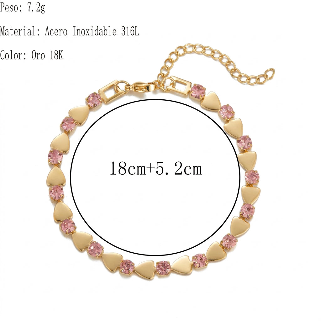 Pulsera dorada con circon y cadena deslizante