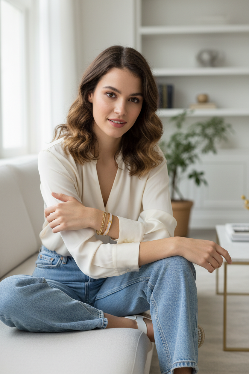 Pulsera Dorada Nácar