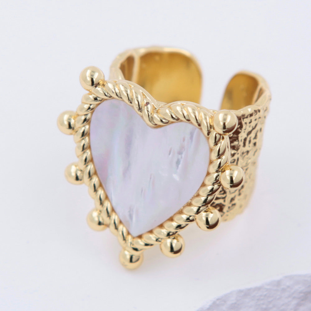 Anillo Ajustable Corazón Nácar