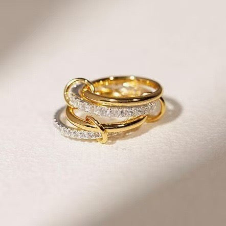 Gold Interlocking Link Ring