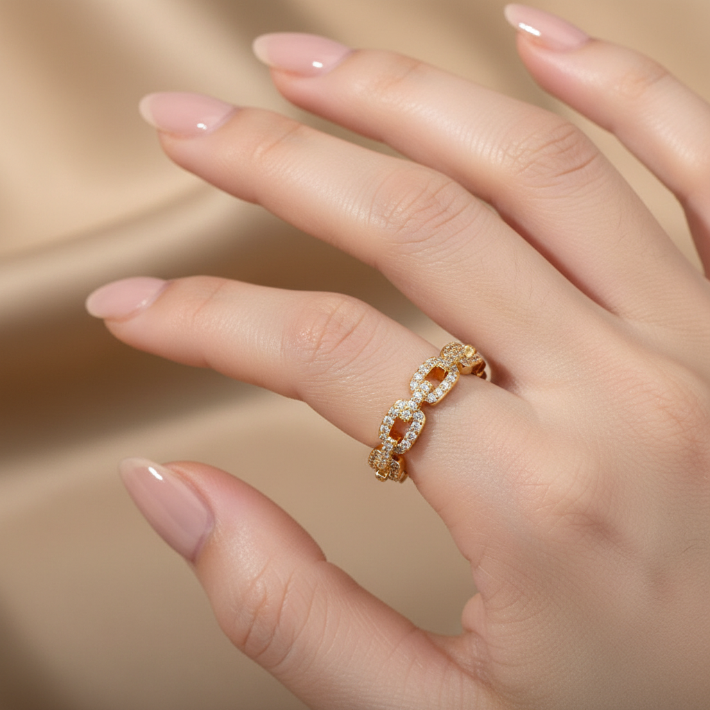 Anillo Ajustable Cadena Brillante