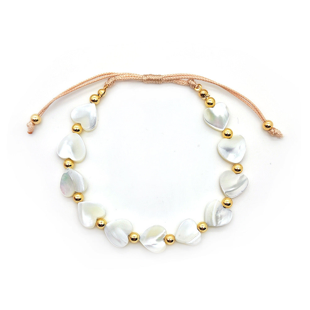 Brazalete de perlas con corazones de Nácar