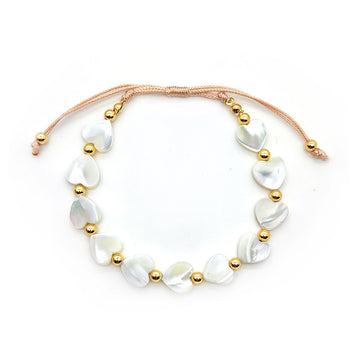 Brazalete de perlas con corazones de Nácar