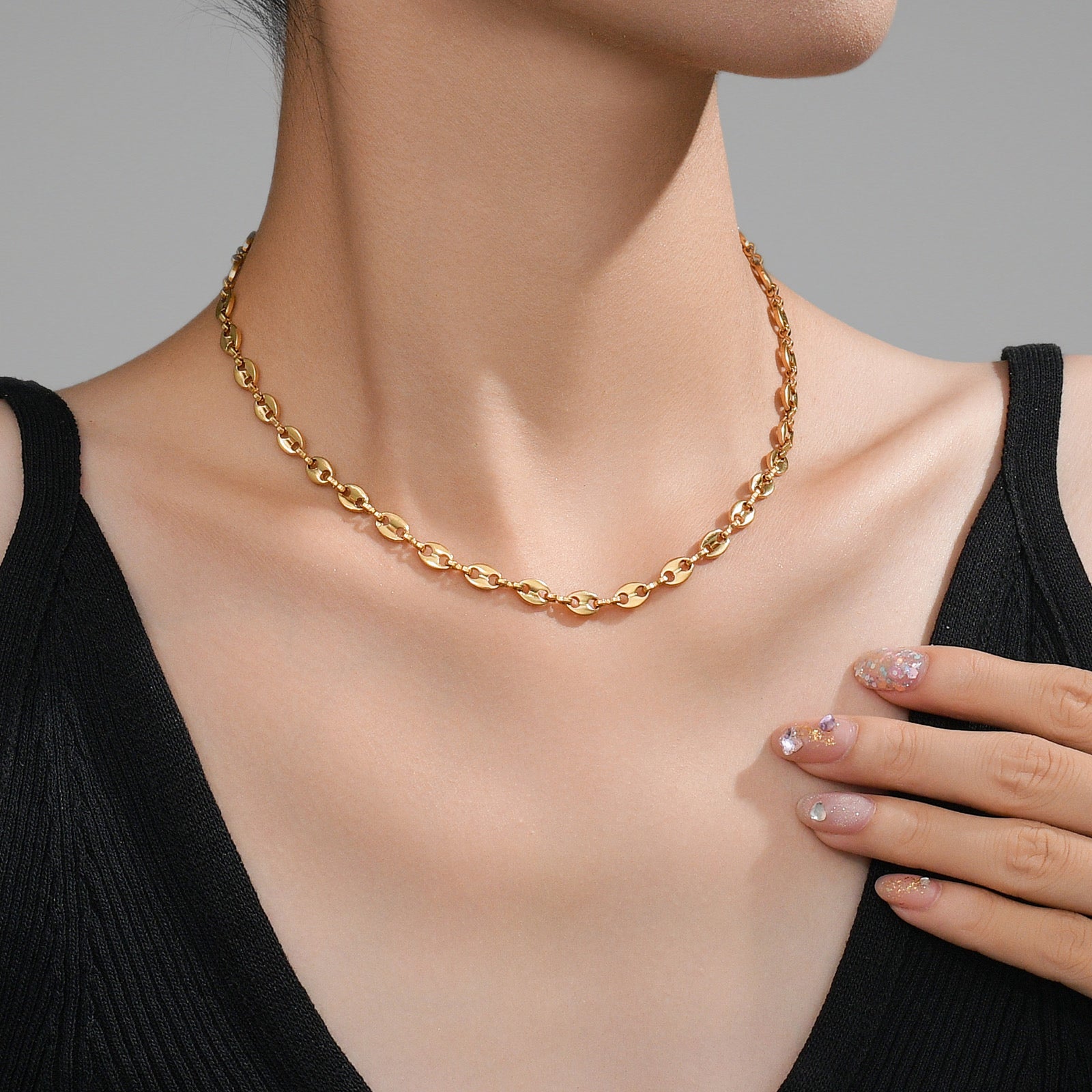 Collar Cadena Oval Dorada