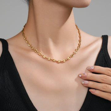 Collar Cadena Oval Dorada