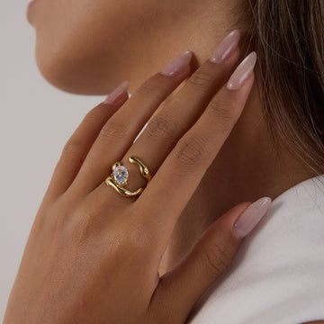 Gold Molten Crystal Ring