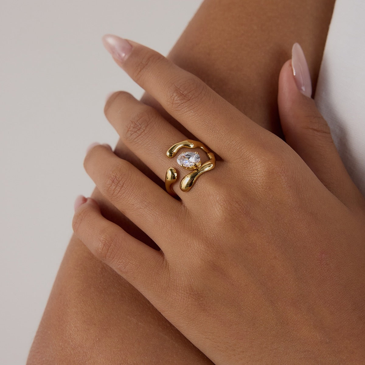 Gold Molten Crystal Ring