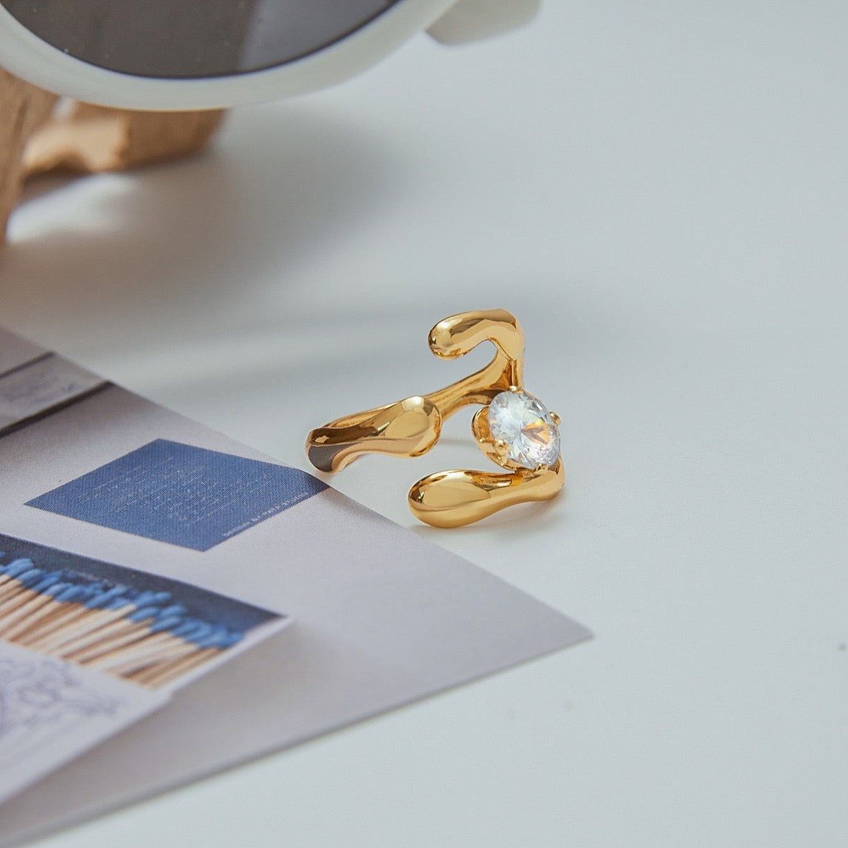 Gold Molten Crystal Ring