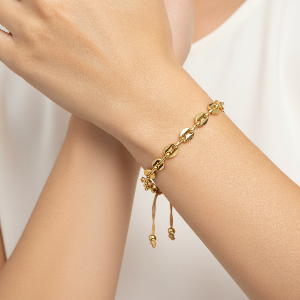 Brazalete de eslabón dorado
