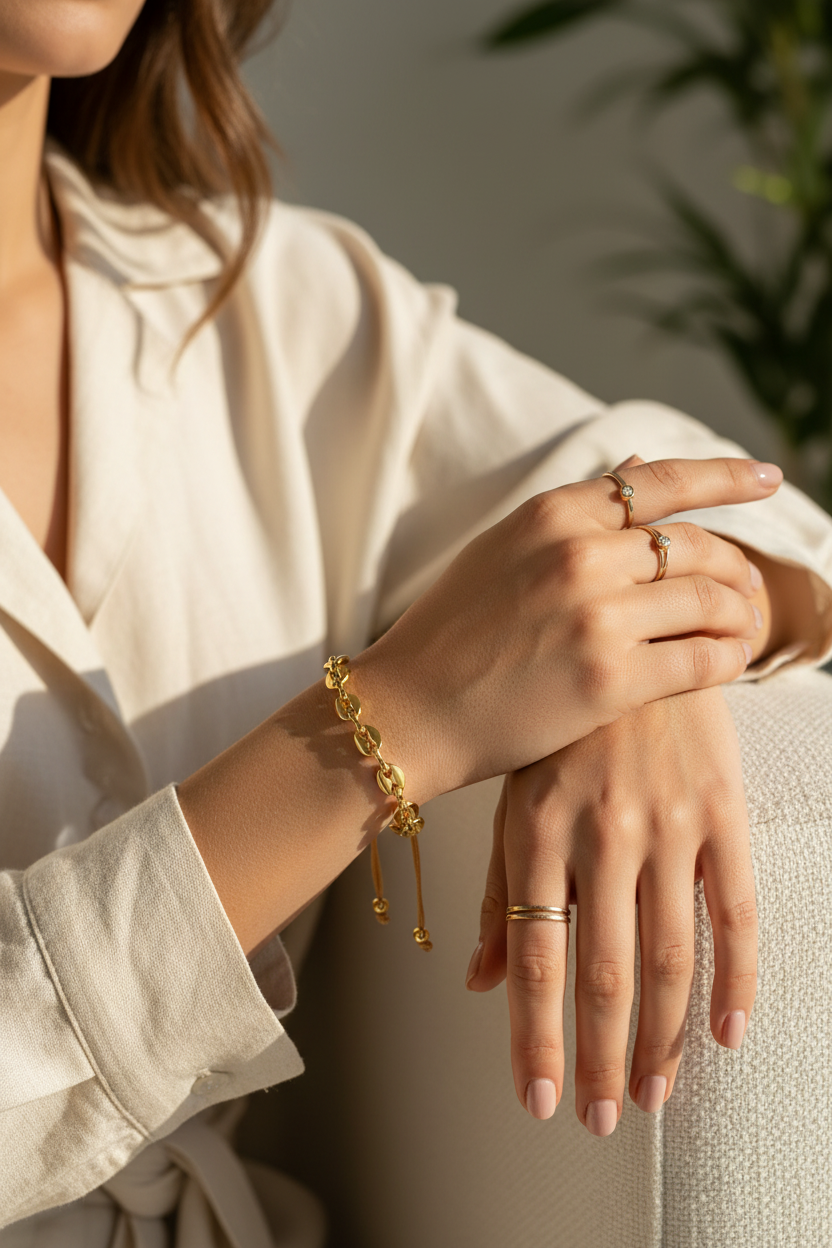 Brazalete de eslabón dorado