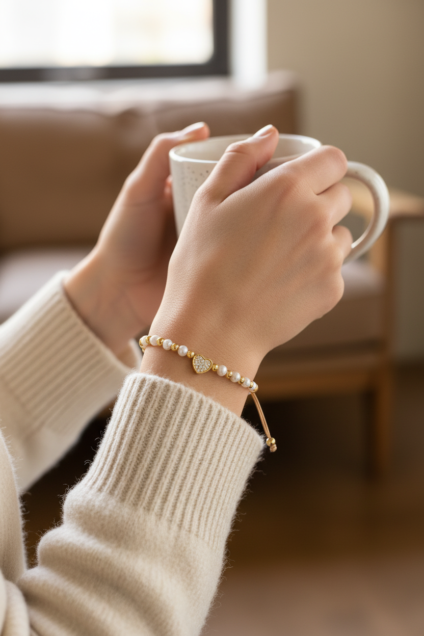 Brazalete de corazón Nacre