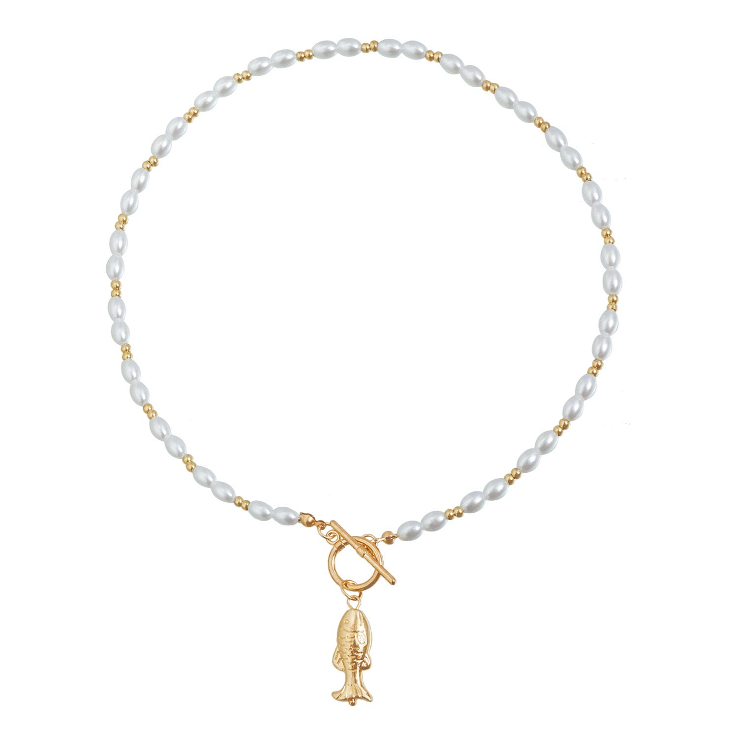 Collar de Perlas con Pez Dorado