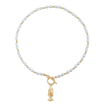 Collar de Perlas con Pez Dorado