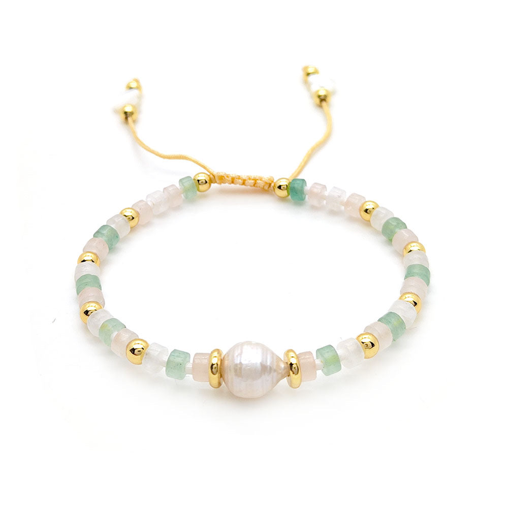 Brazalete con cuentas de cristal natura
