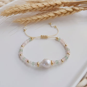 Brazalete con cuentas de cristal natura