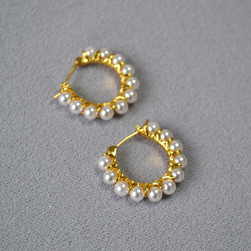 Pendientes Estilo Francés con Perlas