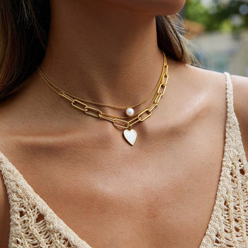 Collar Multicapas Corazón y Perla