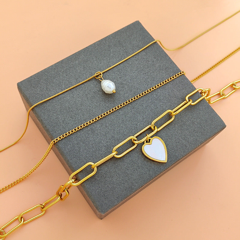 Collar Multicapas Corazón y Perla